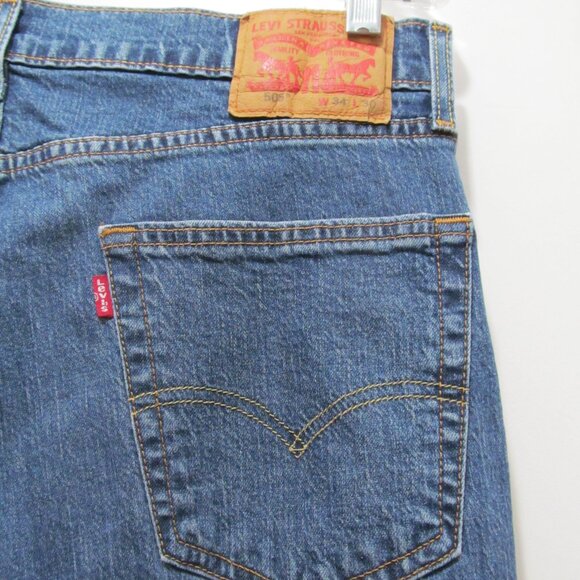 Levi's 505 Men's Jeans 34x30.5 Medium Wash Amazing Cond ~ Dry Cleaned & Pressed! - Picture 1 of 16